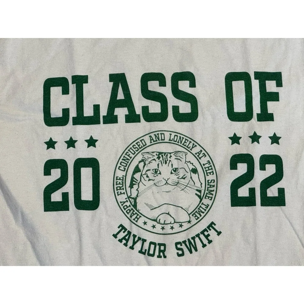 Taylor Swift Class of 2022 Graphic T-Shirt Small White Swiftie Fan Tee